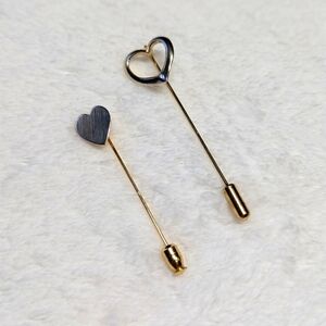 Vintage 80's Goldtone Heart Stick Pins - Qty 2